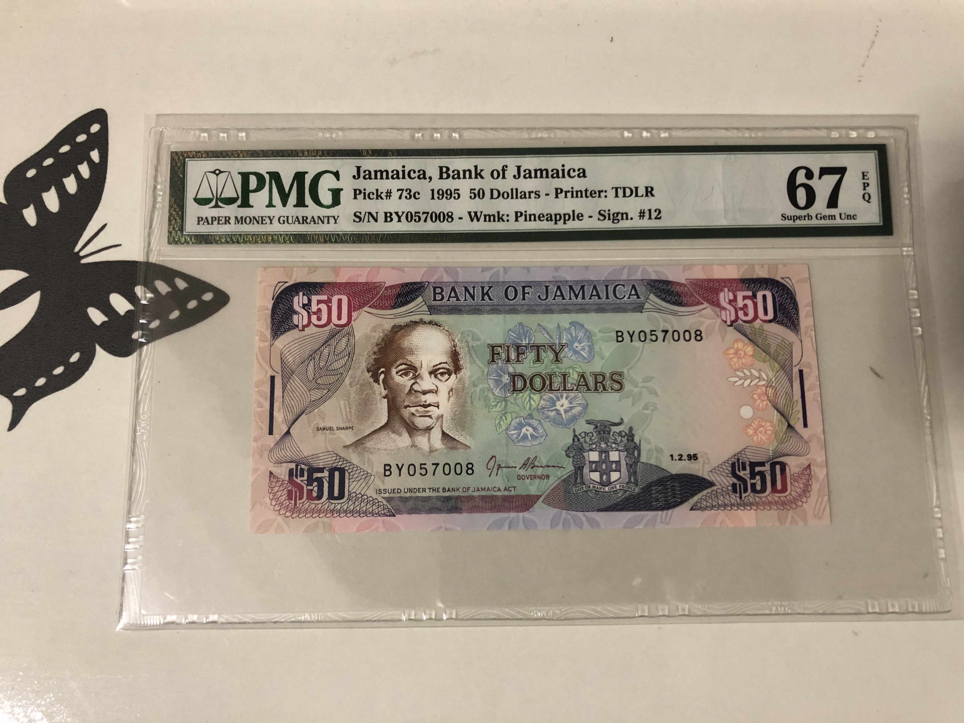 【收藏联盟】第102期拍卖 牙买加 1995年 50元 PMG67EPQ 高分 