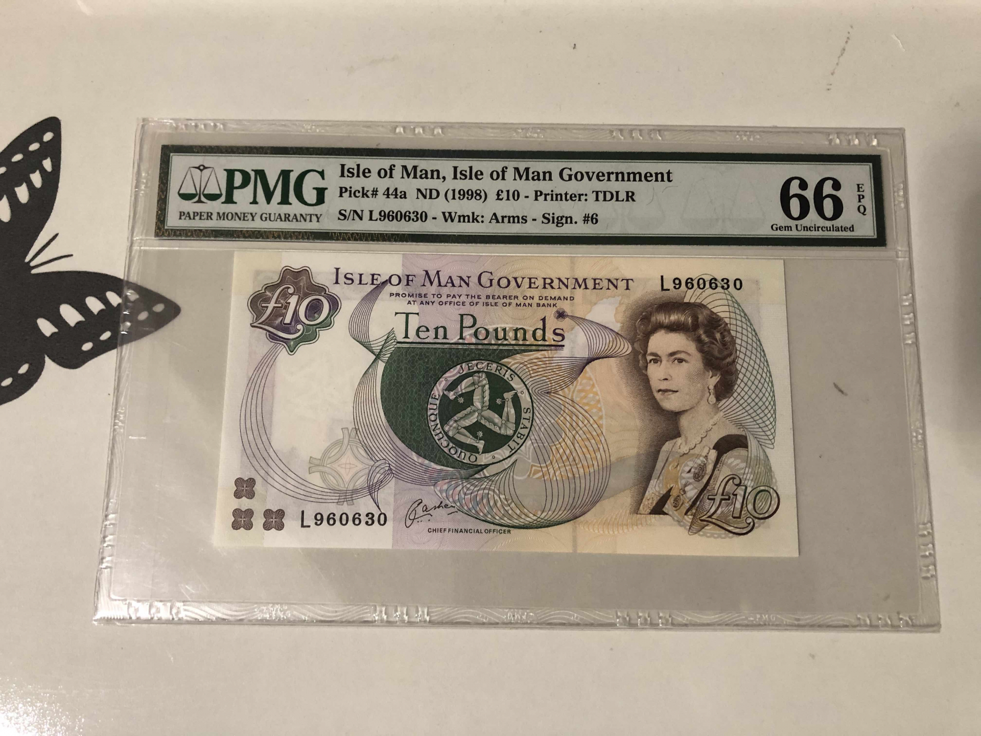 【收藏联盟】第102期拍卖 马恩岛 1998年 10镑 PMG66EPQ  p44a 