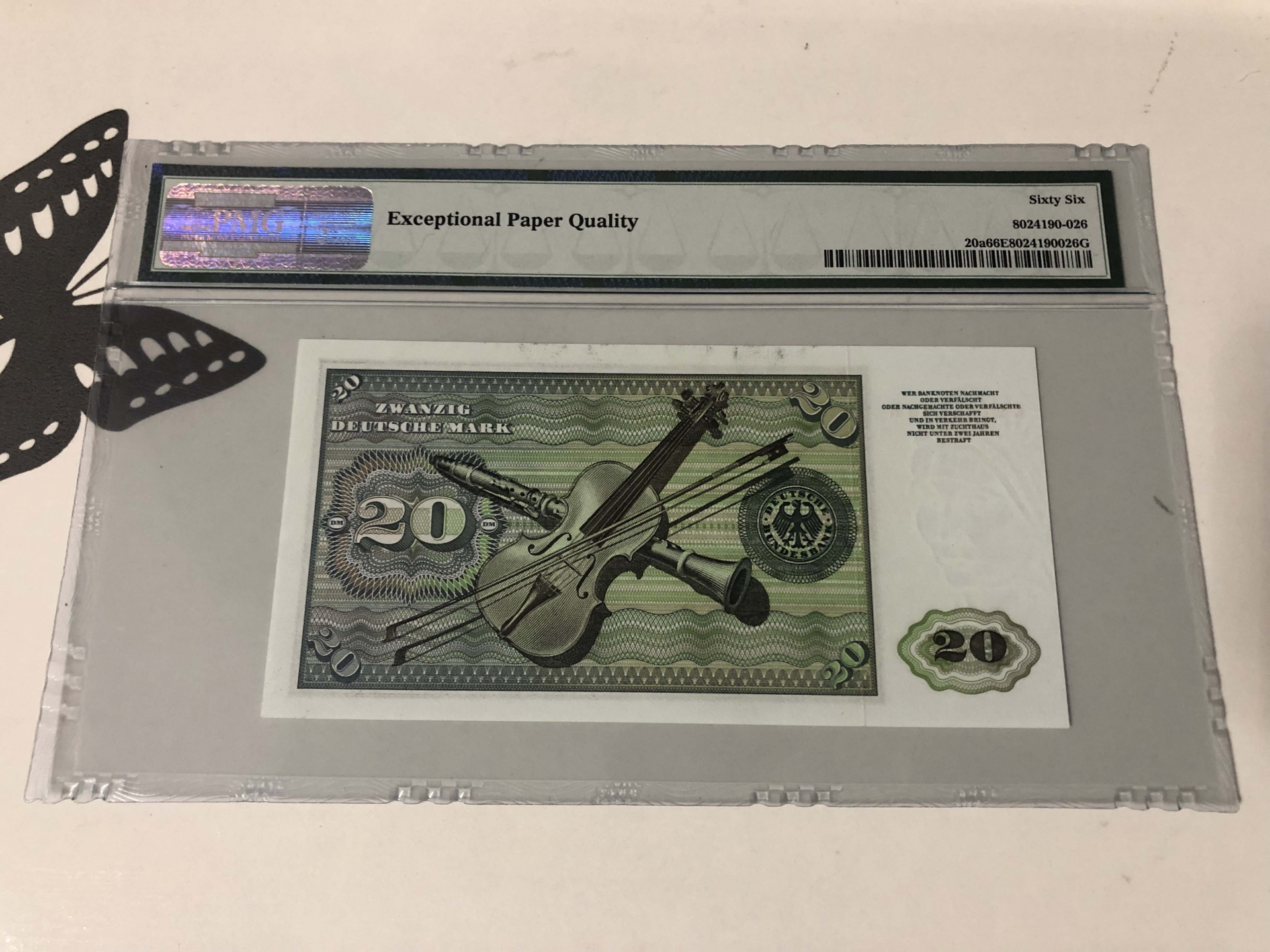 【收藏联盟】第102期拍卖 德国 1960年 20马克 p20a PMG66EPQ 