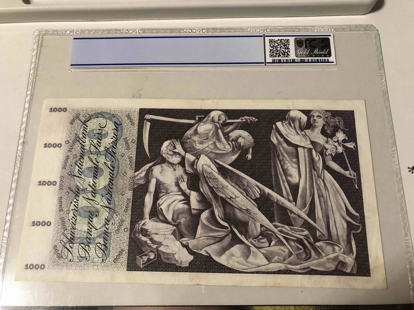 【收藏联盟】第103期拍卖——国庆节专场 瑞士 1970年 1000法郎 pcgs35 大票幅 经典