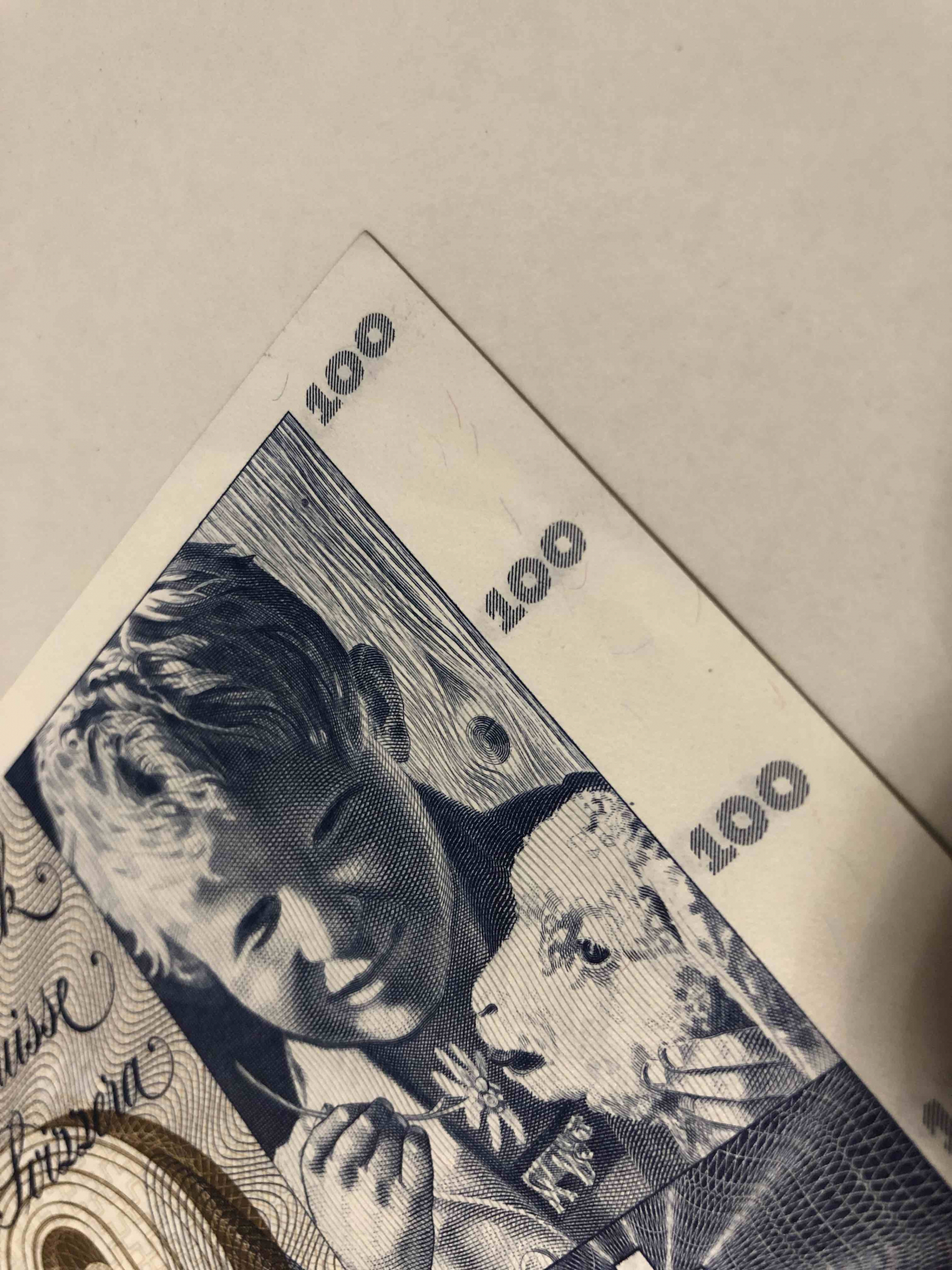 【收藏联盟】第103期拍卖——国庆节专场 瑞士 1973年 100法郎 UNC- 圣马丁割袍 大票幅 精美