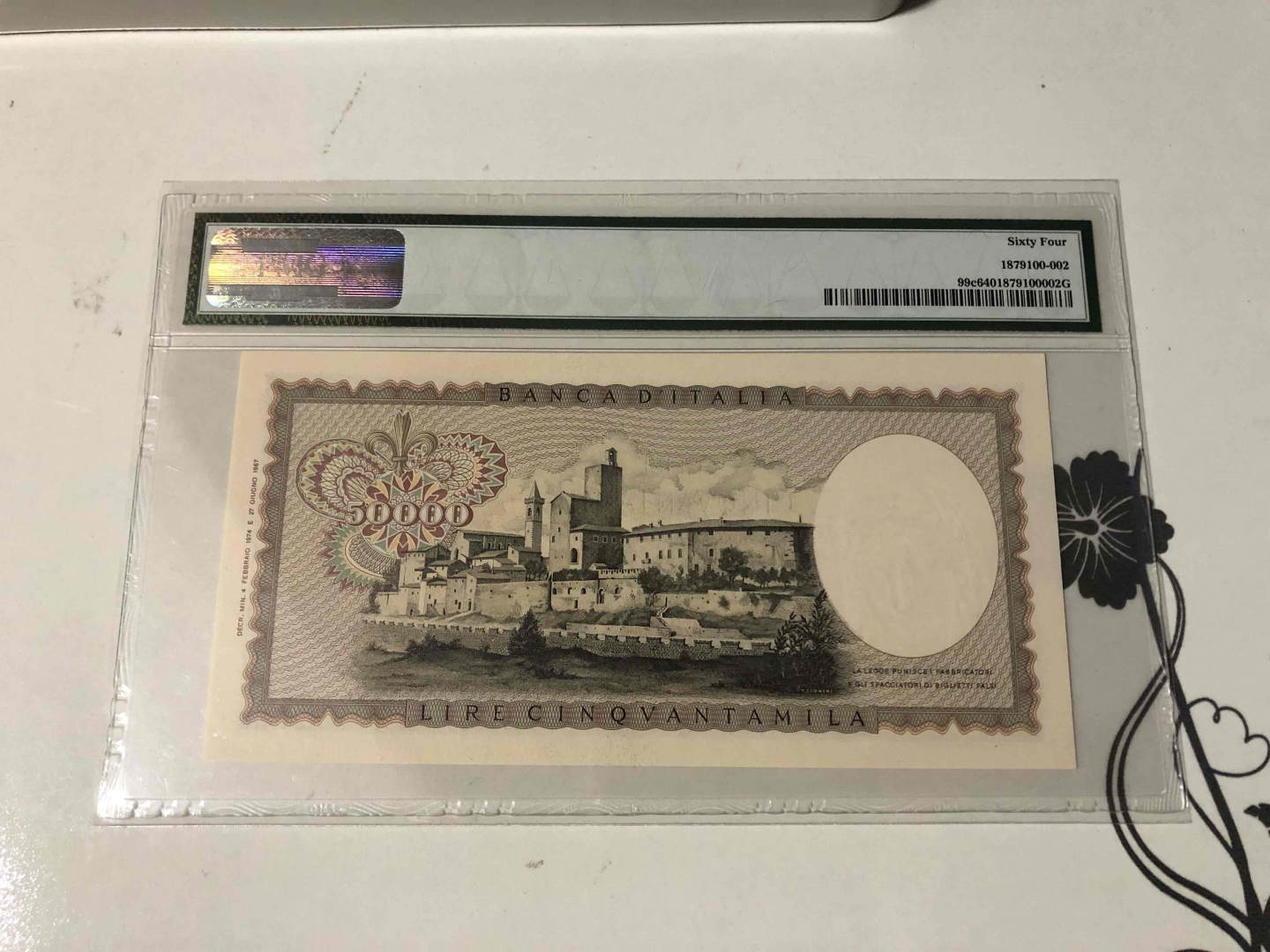 【收藏联盟】第103期拍卖——国庆节专场 意大利 1972～74年 50000里拉 文艺复兴三杰之一——达芬奇 UNC品相pmg64