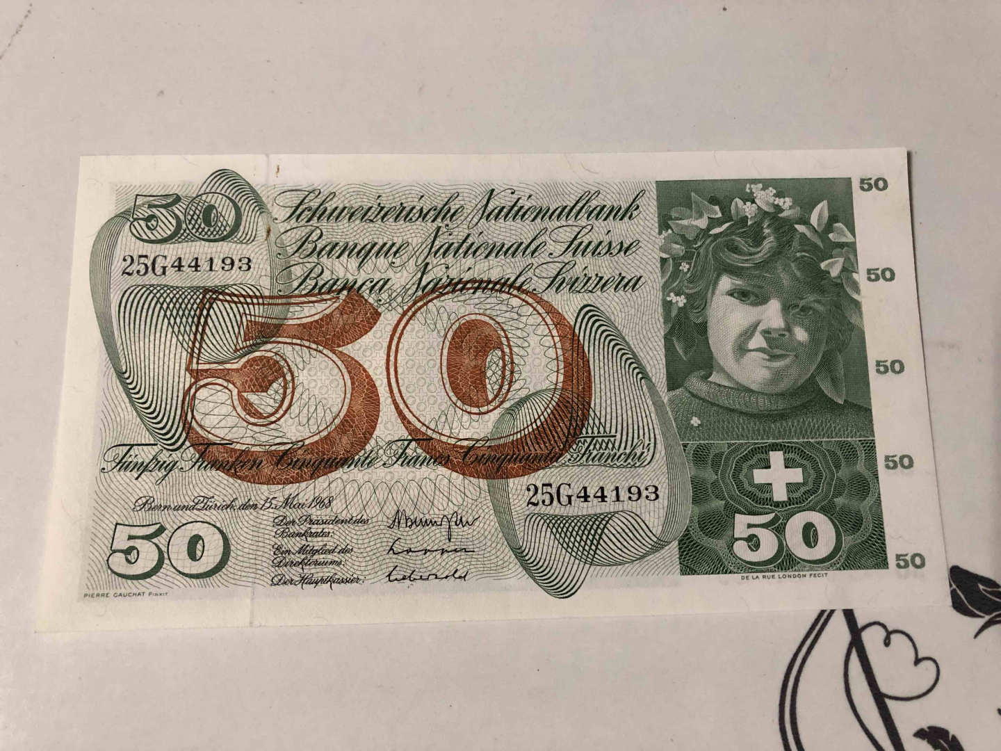 【收藏联盟】第103期拍卖——国庆节专场 瑞士 1968年 50法郎 UNC-品相 