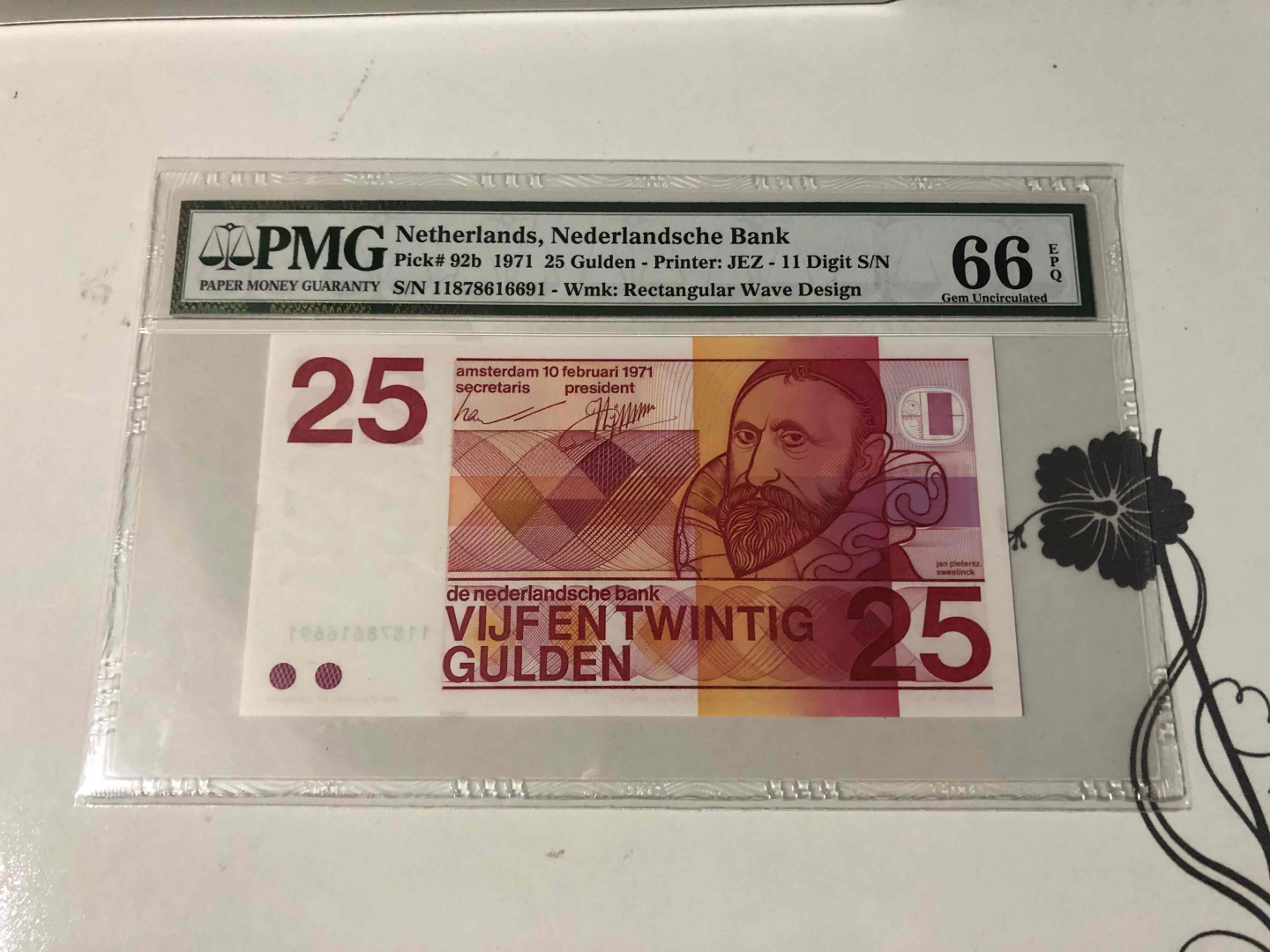 【收藏联盟】第103期拍卖——国庆节专场 荷兰 1971年 25盾 PMG66EPQ  p92a