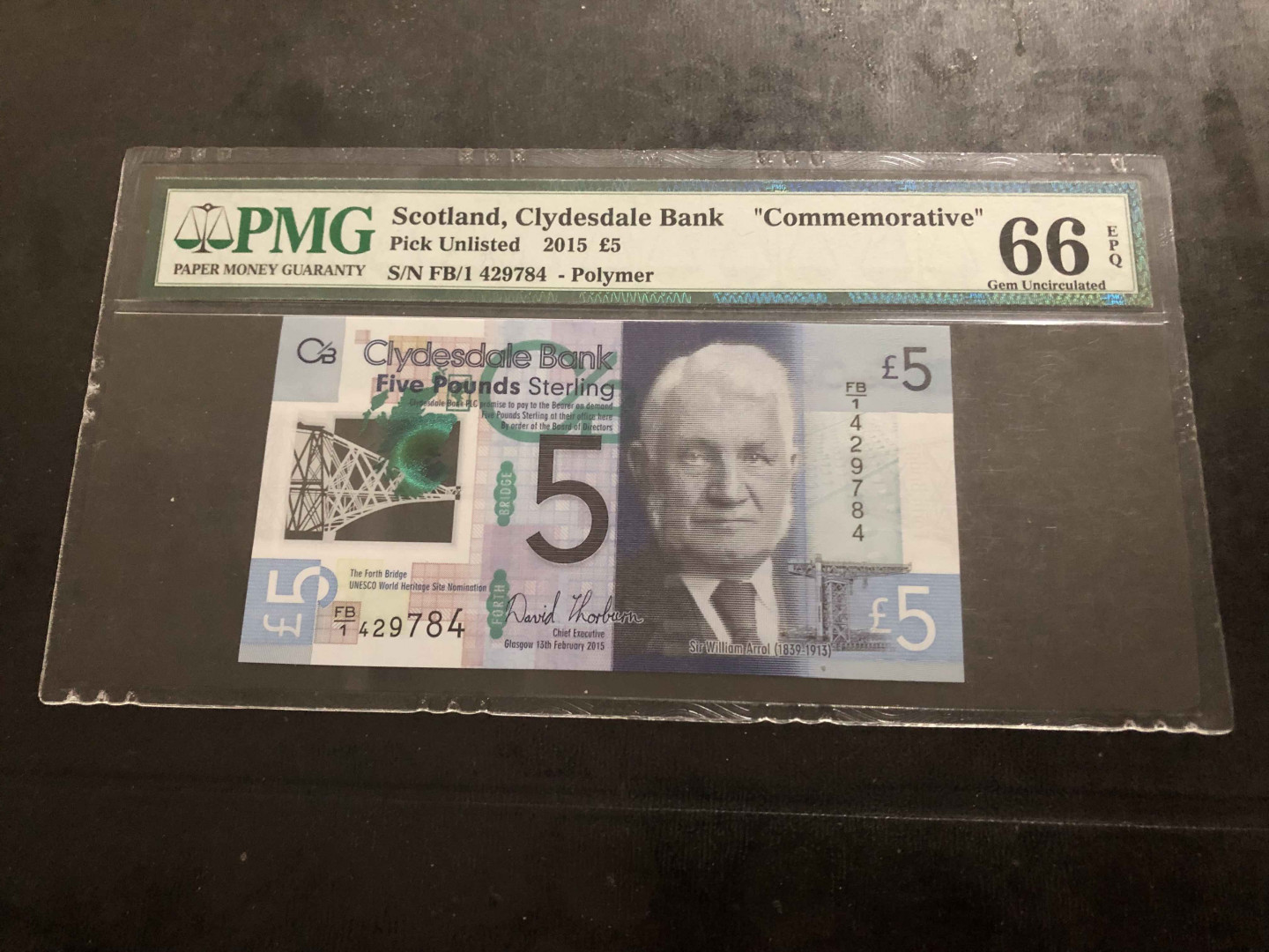 【收藏联盟】第104期拍卖 【一组2张】英国 2002年 5镑 PMG66EPQ&苏格兰 2015年 5镑 PMG66EPQ 首发冠