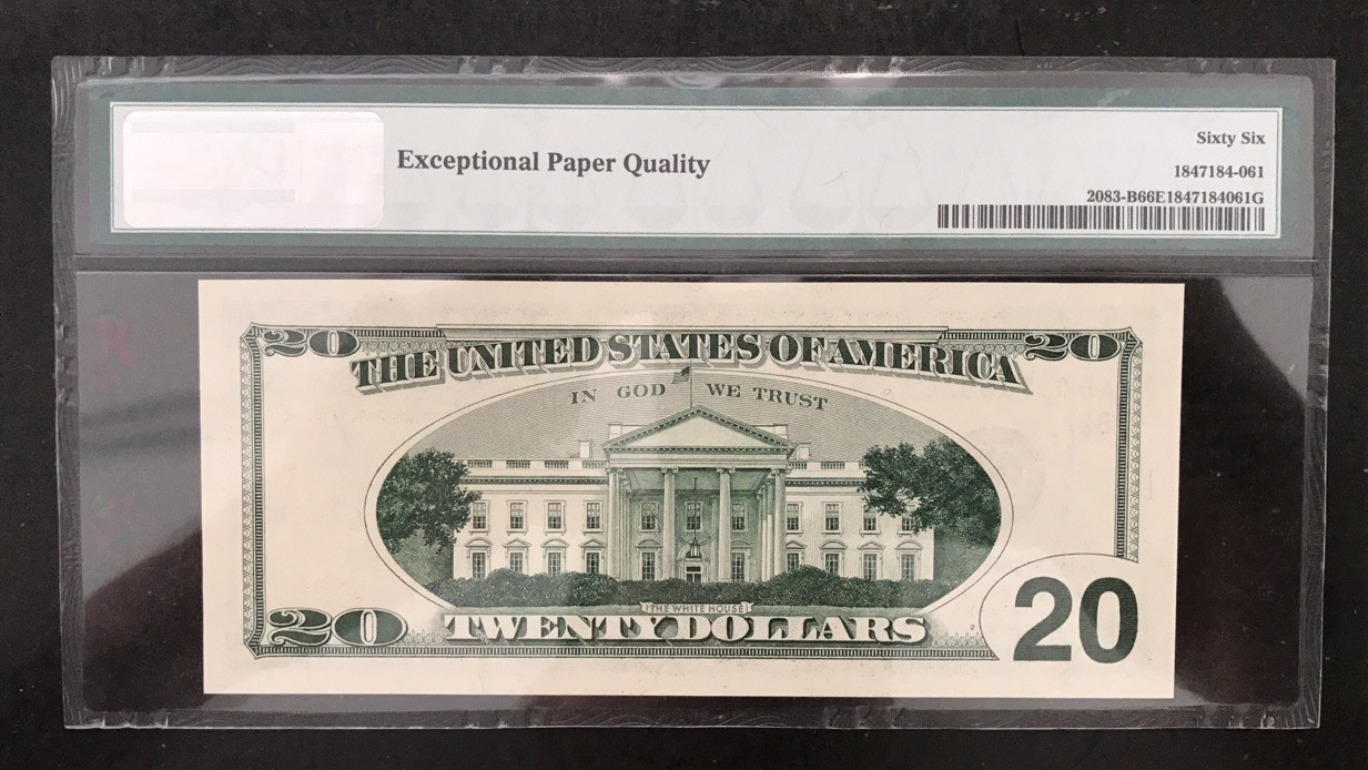 【收藏联盟】第104期拍卖 美国 1996年 20元 PMG66EPQ