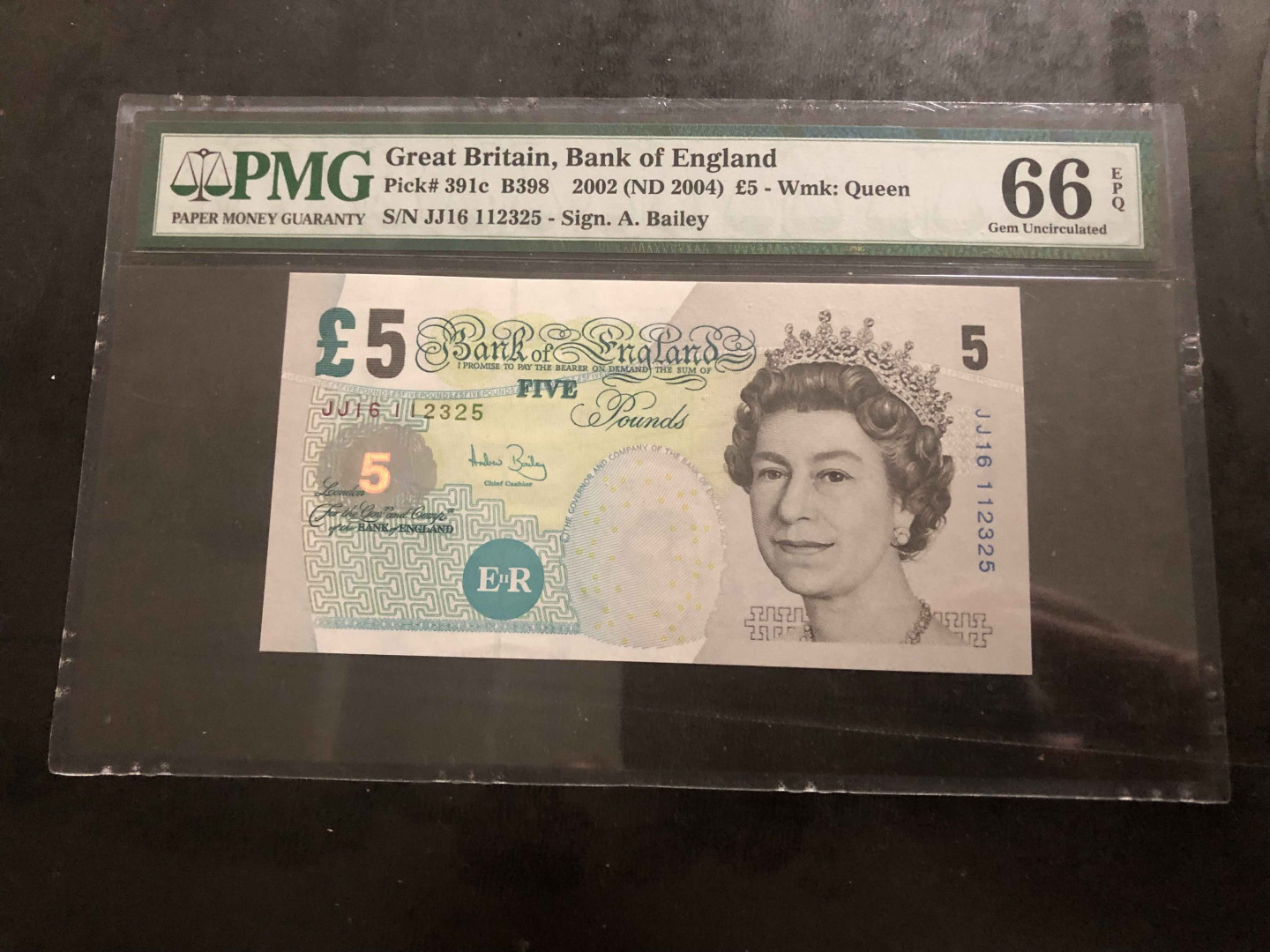 【收藏联盟】第104期拍卖 【一组2张】英国 2002年 5镑 PMG66EPQ&苏格兰 2015年 5镑 PMG66EPQ 首发冠