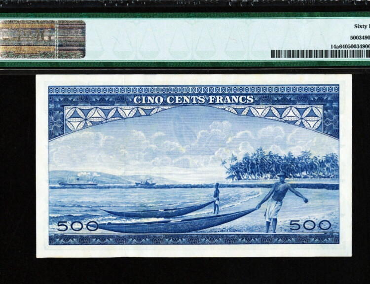 【收藏联盟】第104期拍卖 几内亚 1960年 500法郎 p14a pmg64 UNC品相 唯美非洲风情 稀少