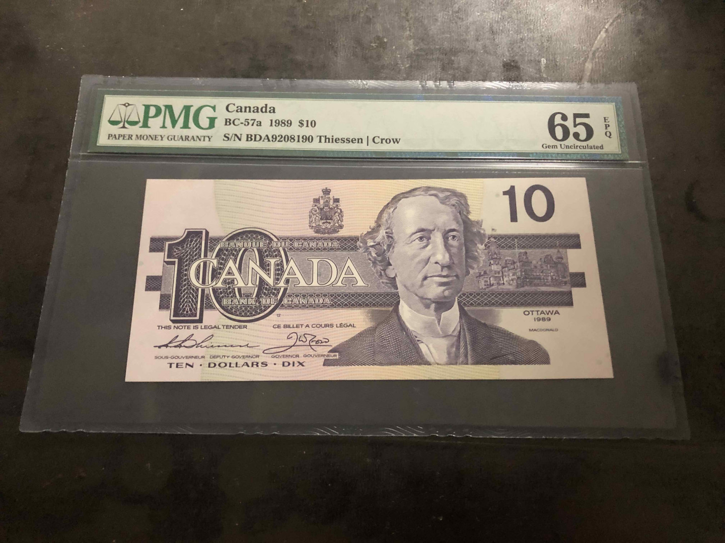 【收藏联盟】第104期拍卖 加拿大 1989年10元 PMG65EPQ 