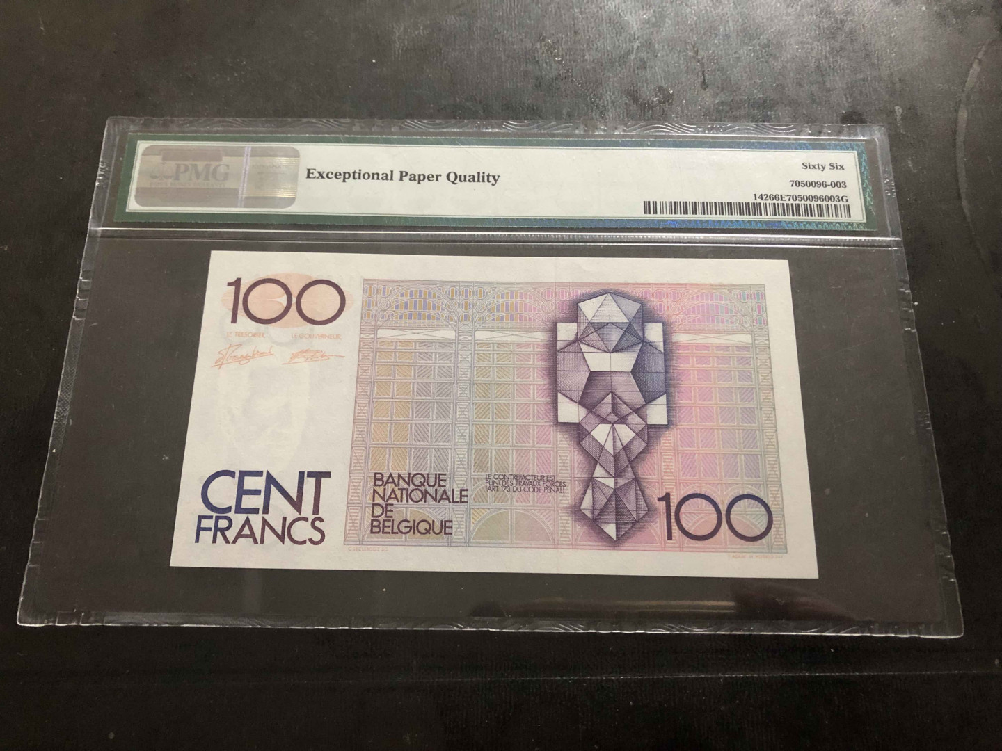【收藏联盟】第104期拍卖 比利时 1982-94年 100法郎 PMG66EPQ  p142
