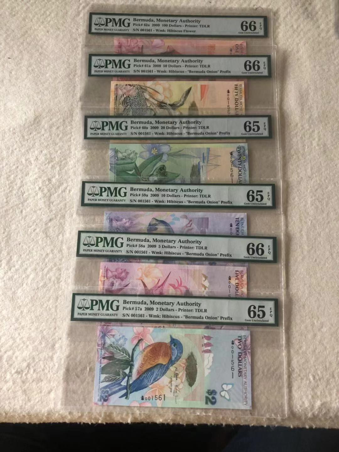 【收藏联盟】第104期拍卖 【一组6张】百慕大 2009年 2-5-10-20-50-100元 PMG65EPQ-66EPQ 