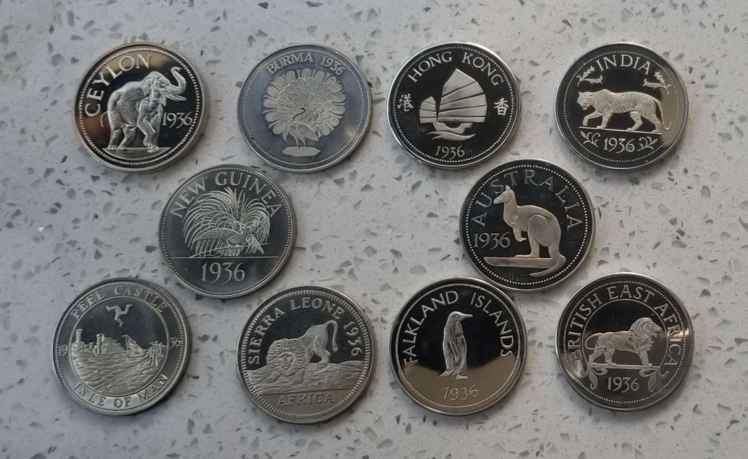 【币观天下】第八十六期钱币拍卖 英国1936年爱德华八世珍稀克朗币一组10枚 铜镍币