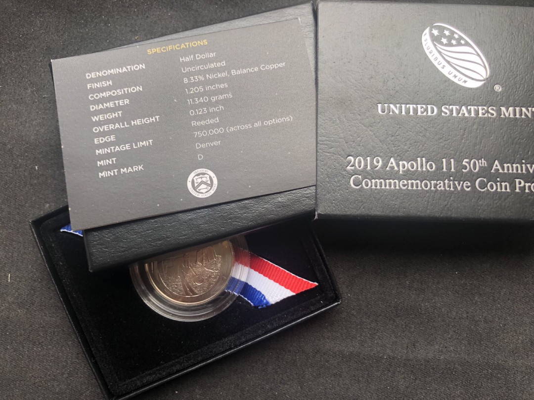 【币观天下】第八十六期钱币拍卖 【美国】美国2019年登月半美元镍币【弧形】