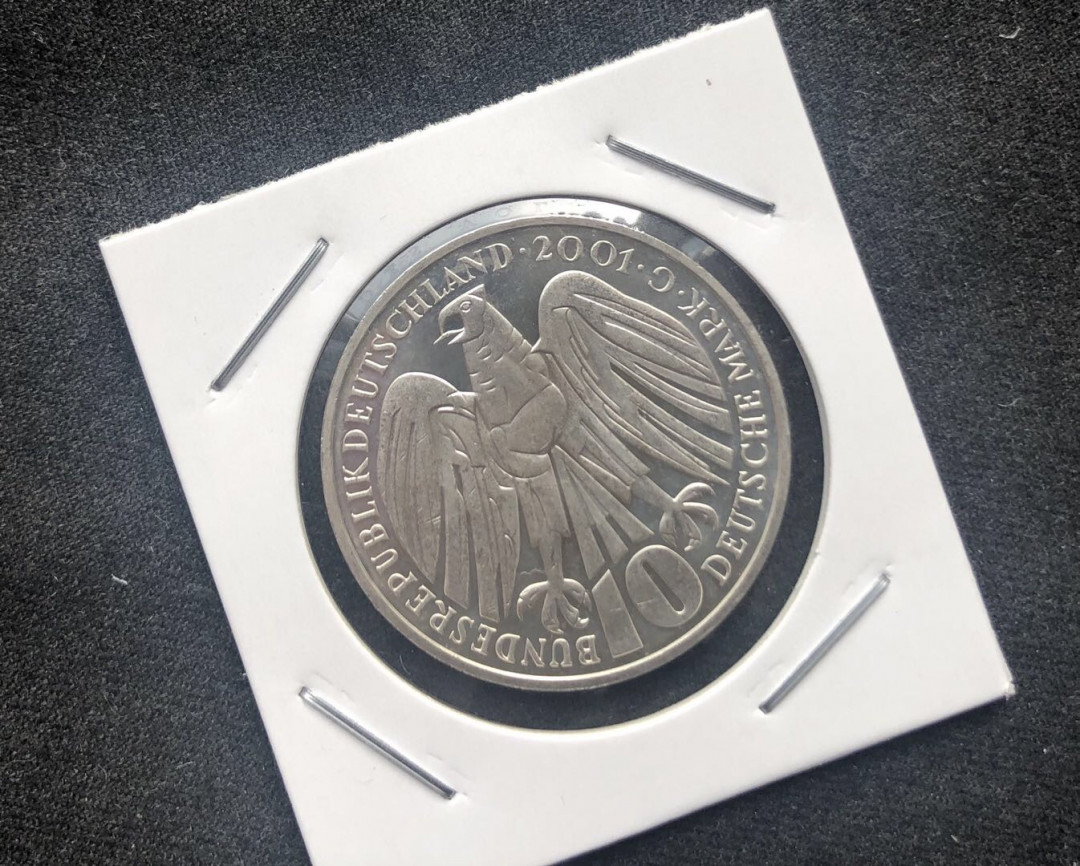 【币观天下】第八十六期钱币拍卖 德国2001年联邦宪法50周年10马克精制纪念银币C厂