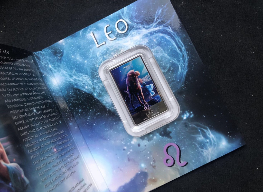 【币观天下】第八十六期钱币拍卖  纽埃2011年1元，1盎司 日本大师加贺谷穰超级大作-蓝色梦幻星空“狮子座”异形 高清彩色 精制银币