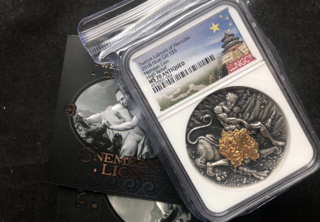 【币观天下】第八十六期钱币拍卖 【纽埃】2018高浮雕系列大力神银币【ngc70】