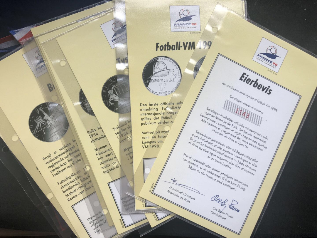 【币观天下】第八十六期钱币拍卖 【法国】1998年世界杯银币9枚【精制银币】