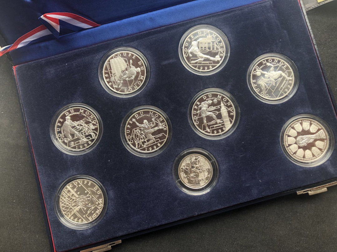 【币观天下】第八十六期钱币拍卖 【法国】1998年世界杯银币9枚【精制银币】