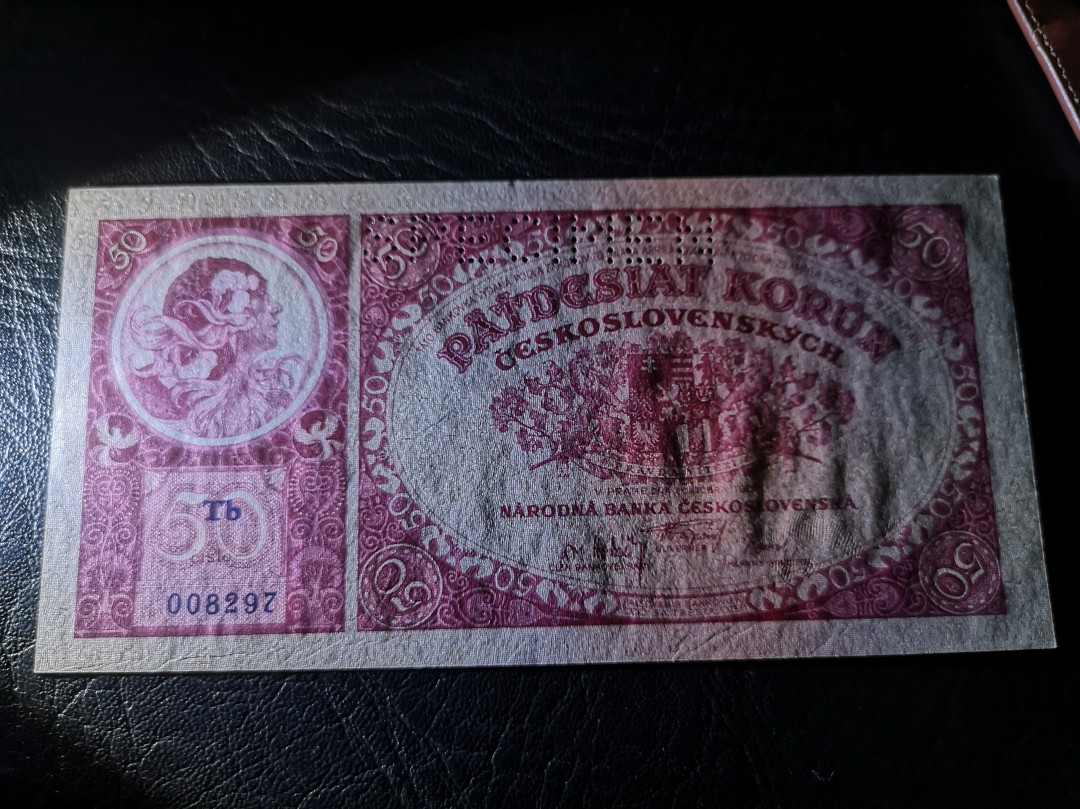 《外钞收藏家》第七十二期拍卖 捷克斯洛伐克1929年50克朗 样钞 近全新