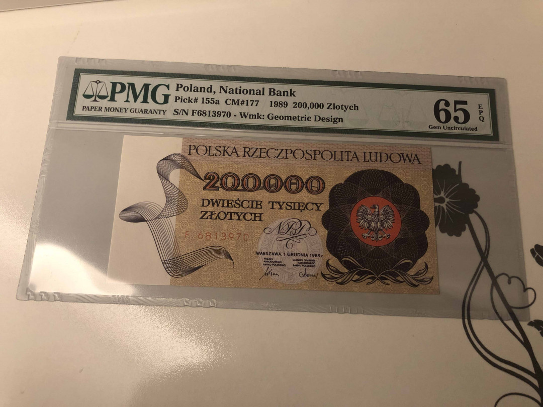 【收藏联盟】第105期拍卖 波兰 1989年 200000兹罗提  PMG65EPQ