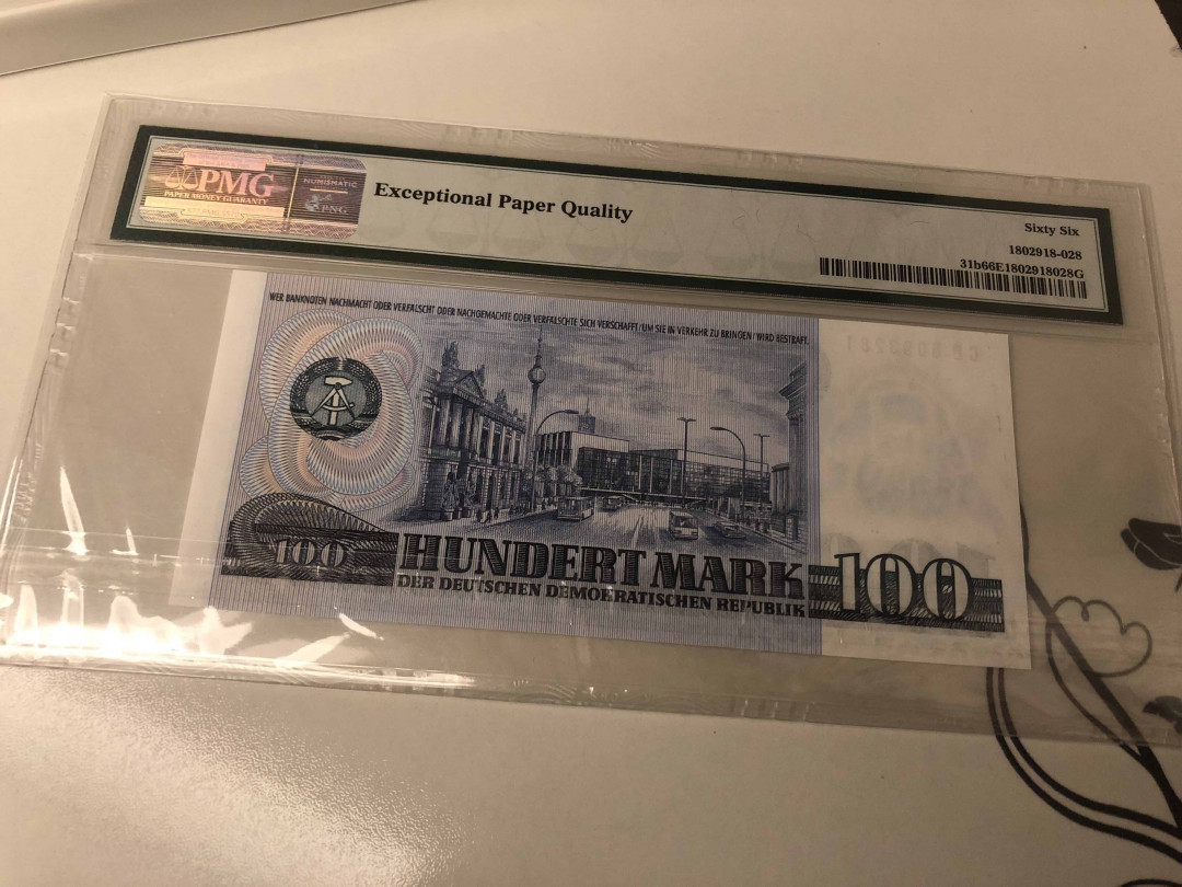 【收藏联盟】第105期拍卖 德国 1975年 100马克 PMG66EPQ  p31b  马克思 