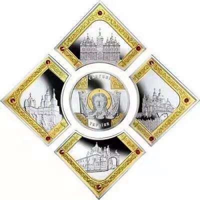 【币观天下】第八十七期钱币拍卖 纽埃2014年10元，“乌克兰圣殿”大全套 沙皇 镶嵌12颗红宝石、镶(镀)24K金、精制异形组合纪念银币5枚套