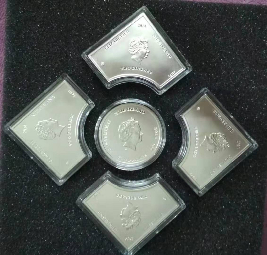 【币观天下】第八十七期钱币拍卖 纽埃2014年10元，“乌克兰圣殿”大全套 沙皇 镶嵌12颗红宝石、镶(镀)24K金、精制异形组合纪念银币5枚套