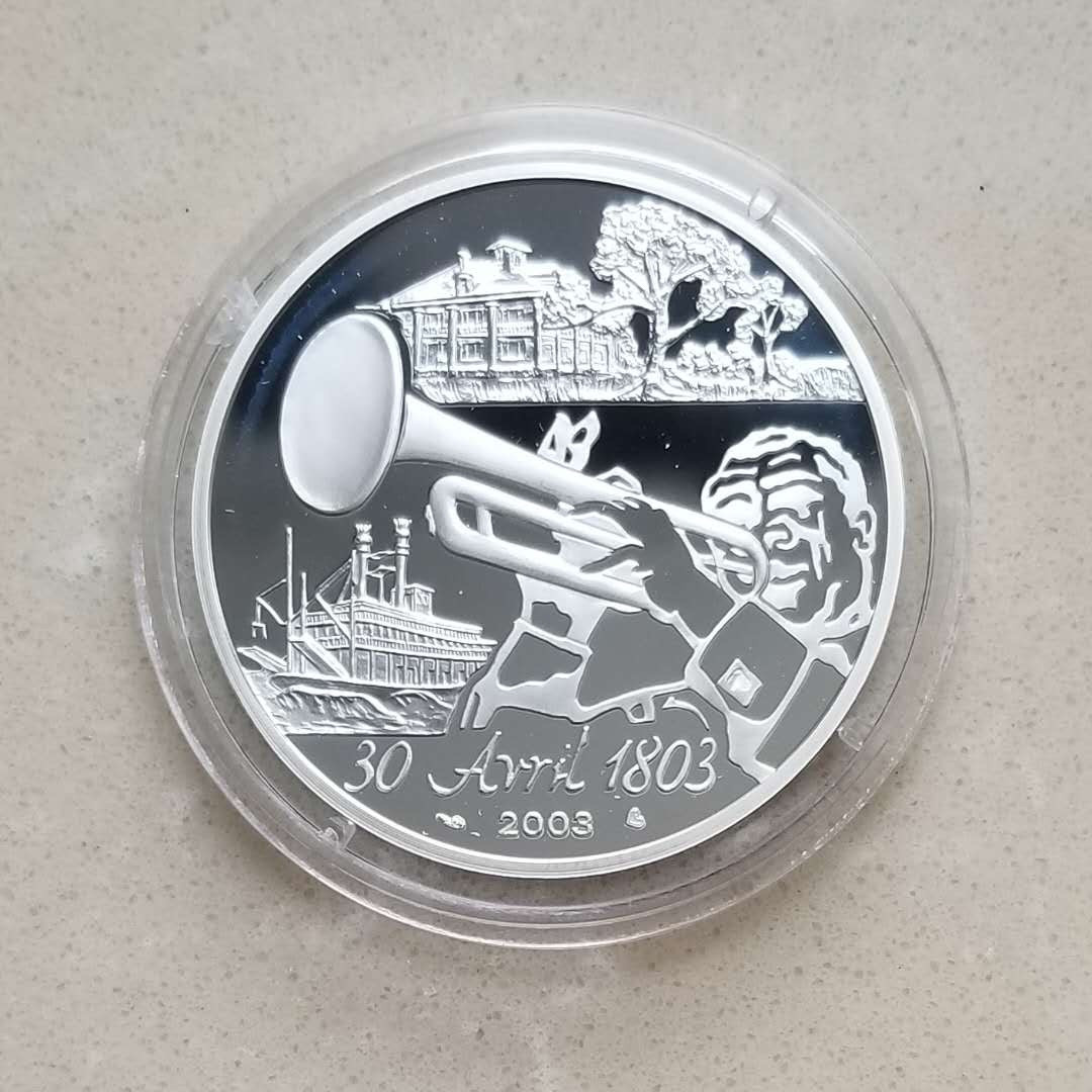 【币观天下】第八十七期钱币拍卖 法国2003年拿破仑路易斯安纳的交易1.5欧元纪念银币