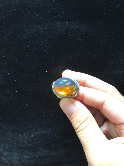 缅甸天然琥珀专场 - 缅甸金蓝戒指男士豪华款