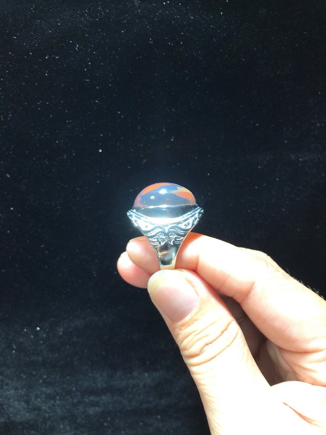 缅甸天然琥珀专场 缅甸金蓝戒指男士豪华款