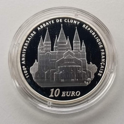 【随心拍&GetCoins】现代金银币拍卖第三十七期 法国2010年克吕尼修道院纪念银币 全品带证书包装