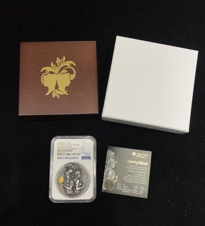 【随心拍&GetCoins】现代金银币拍卖第三十七期 纽埃2019年胜利女神系列2高浮雕2盎司镀金纪念银币NGC70首期蓝标