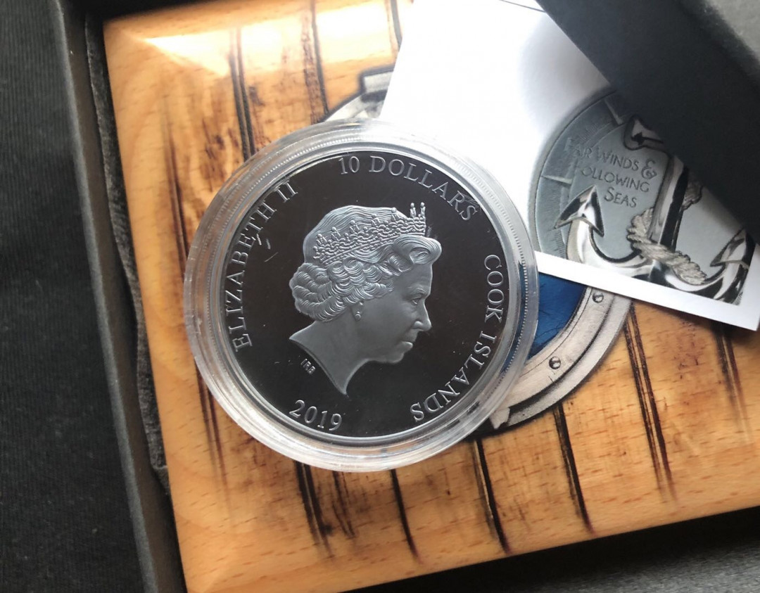【随心拍&GetCoins】现代金银币拍卖第三十七期 【库克】2019年最新热门—“起航之锚(一帆风顺)”加厚、黑光抗氧化、超高浮雕精制银币