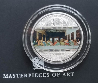 【随心拍&GetCoins】现代金银币拍卖第三十七期 库克2008年《最后的晚餐》彩色镶嵌大银币 999银3盎司