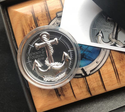 【随心拍&GetCoins】现代金银币拍卖第三十七期 【库克】2019年最新热门—“起航之锚(一帆风顺)”加厚、黑光抗氧化、超高浮雕精制银币