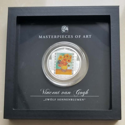 【随心拍&GetCoins】现代金银币拍卖第三十七期 库克2010年梵高《向日葵》彩色镶嵌大银币