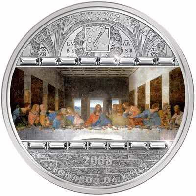 【随心拍&GetCoins】现代金银币拍卖第三十七期 库克2008年《最后的晚餐》彩色镶嵌大银币 999银3盎司