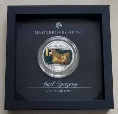 【随心拍&GetCoins】现代金银币拍卖第三十七期 库克2009年名画《穷诗人》彩色镶嵌大银币