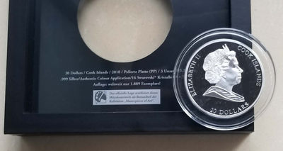 【随心拍&GetCoins】现代金银币拍卖第三十七期 库克2010年梵高《向日葵》彩色镶嵌大银币