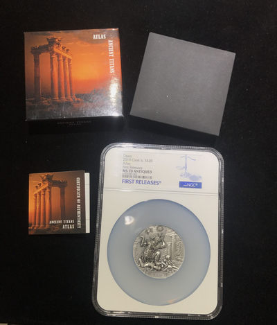 【随心拍&GetCoins】现代金银币拍卖第三十七期 库克2019年泰坦神族擎天巨神阿特拉斯3盎司银币NGC70首期蓝标