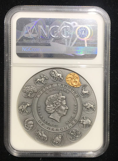 【随心拍&GetCoins】现代金银币拍卖第三十七期 纽埃2019年大力神海格力斯高浮雕仿古银币[2] 智斗海德拉NGC70首期蓝标