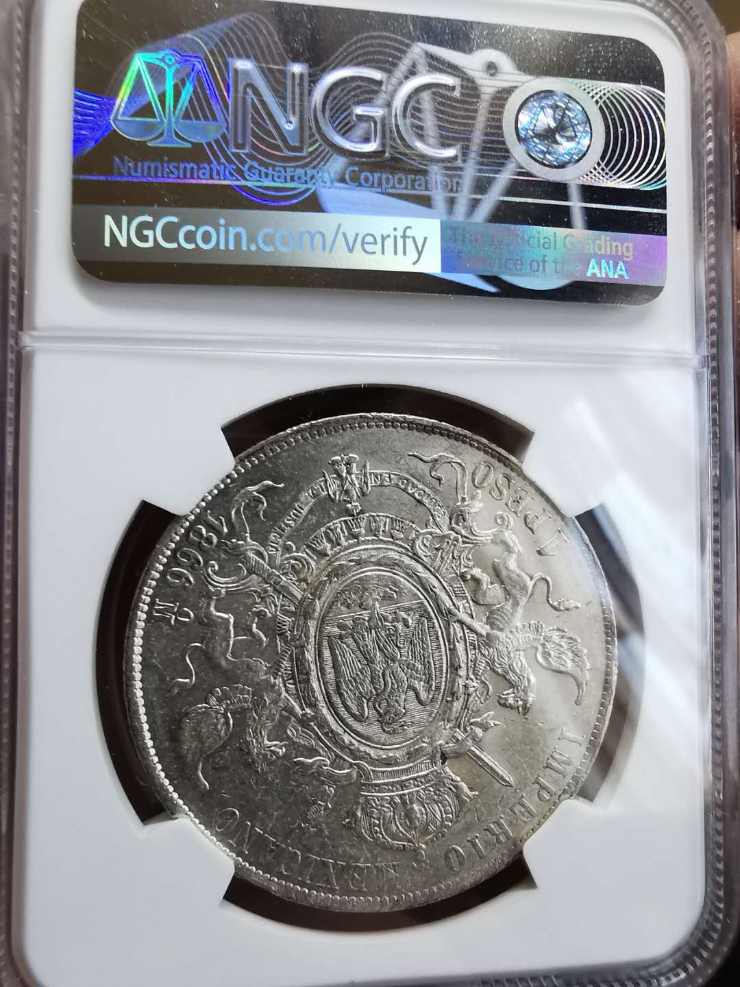 凡希社世界钱币微拍第一百期 1866墨西哥马克西米兰比索大银NGC-MS61