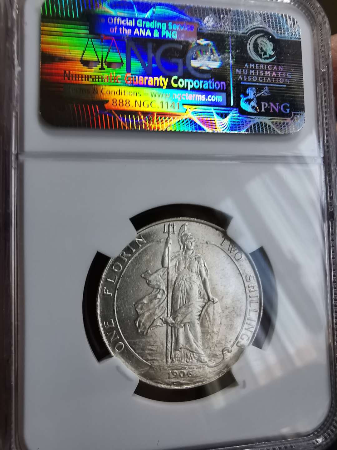 凡希社世界钱币微拍第一百期 1906英国爱七佛罗林NGC-MS62