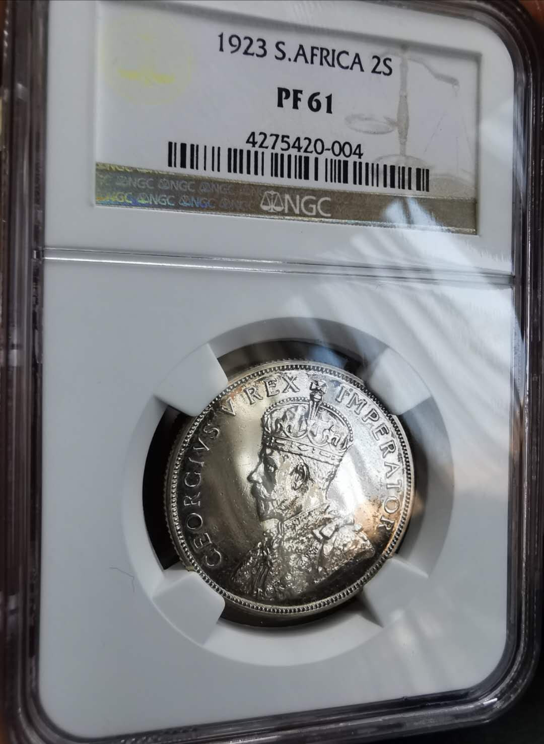 凡希社世界钱币微拍第一百期 1924南非联邦乔五2先令NGC-PF61