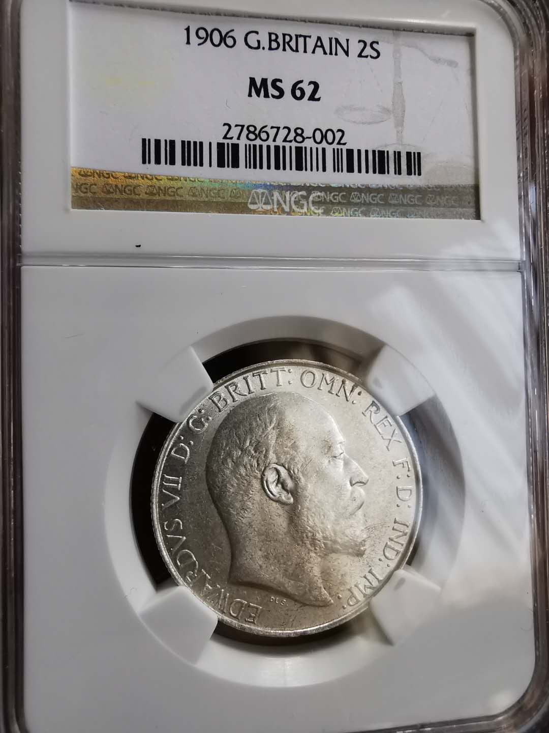 凡希社世界钱币微拍第一百期 1906英国爱七佛罗林NGC-MS62