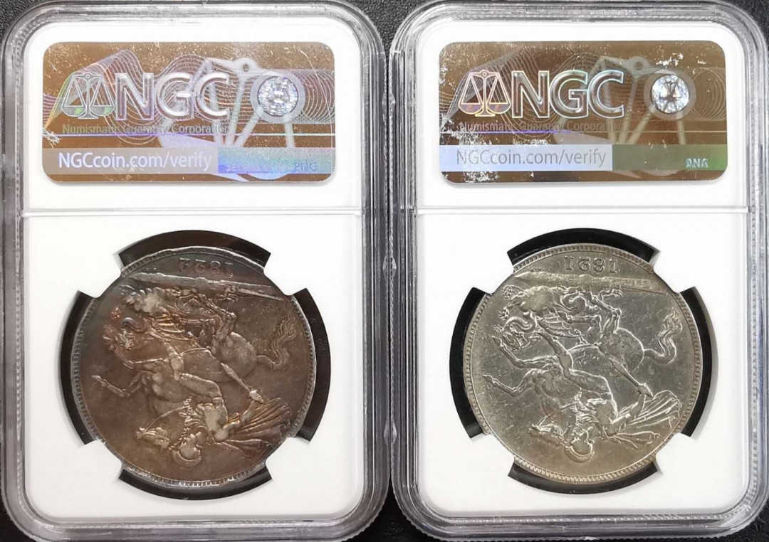 凡希社世界钱币微拍第一百期 1821/22乔四克朗一对NGC