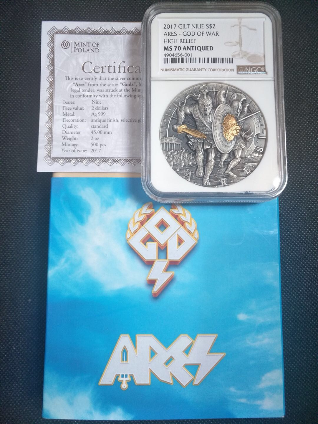 【币观天下】第八十八期钱币拍卖 【纽埃】2016年高浮雕众神系列首枚-战神【ngc70】