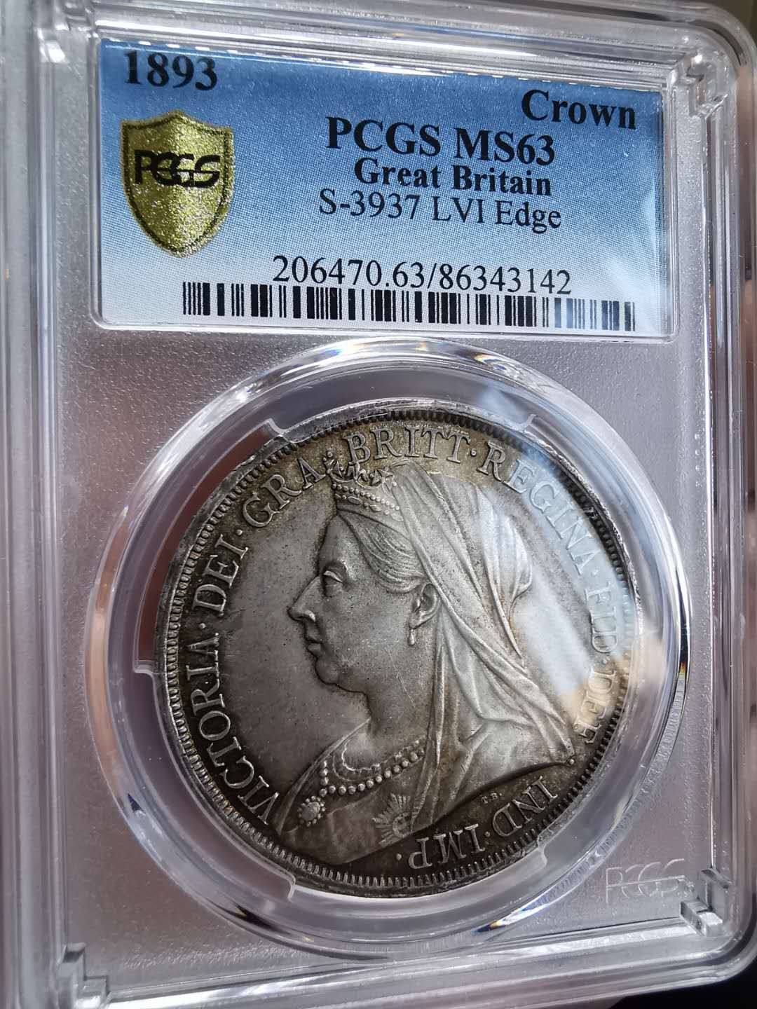 凡希社世界钱币微拍第一百期 1893英国老维批纱克朗PCGS-MS63