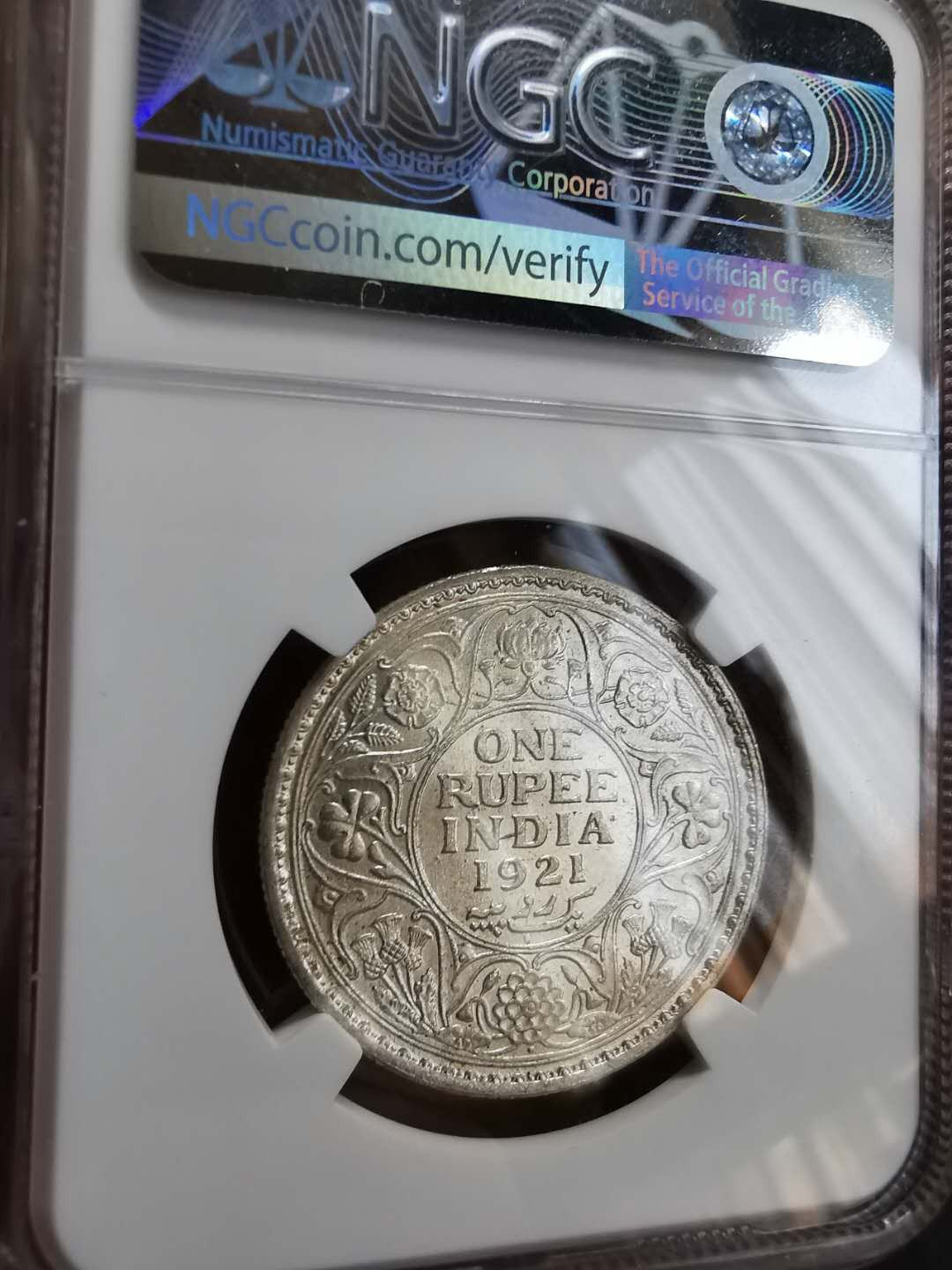 凡希社世界钱币微拍第一百期 1921B英属印度乔五卢比NGC-MS63