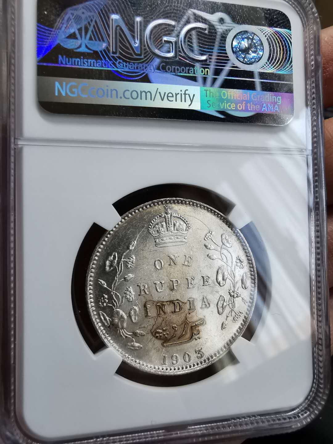 凡希社世界钱币微拍第一百期 1903B英属印度爱七卢比NGC-MS62首年